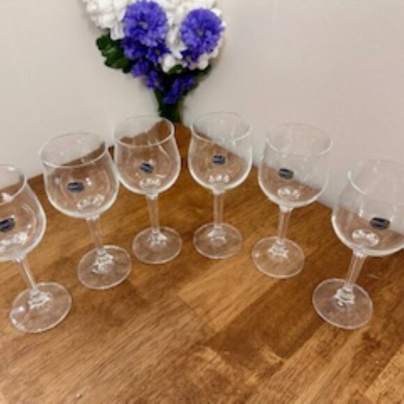 Bohemia Crystal Wine Glasses Set‎ of 6 – Vintage Czech Republic Stemware - Picture 2 of 7